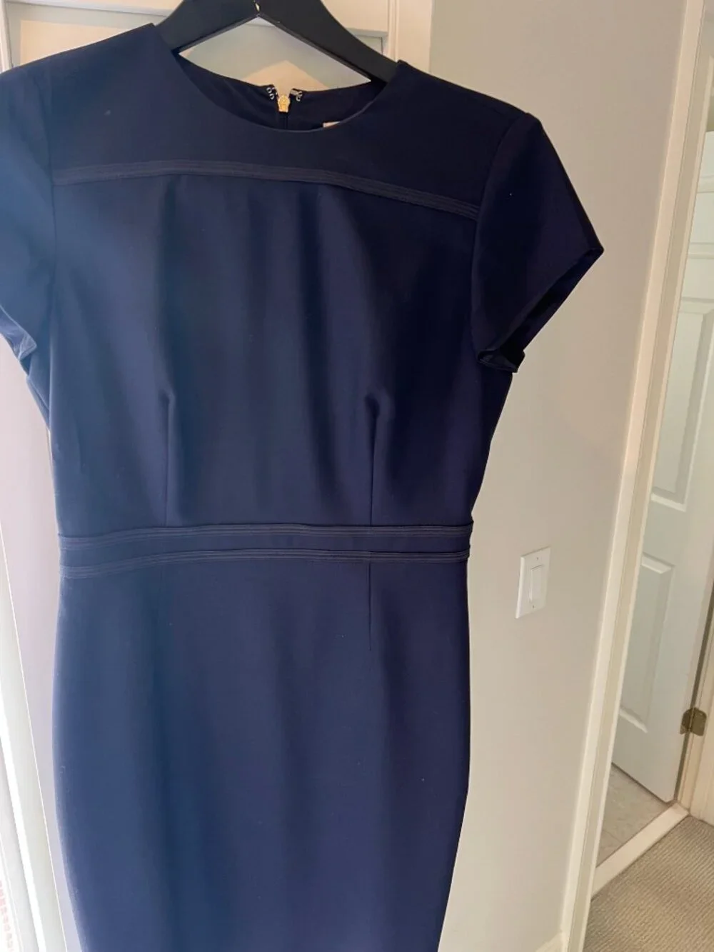 Tory Burch Navy Bluue Sheath Dress- Cap Sleeve- midi dress